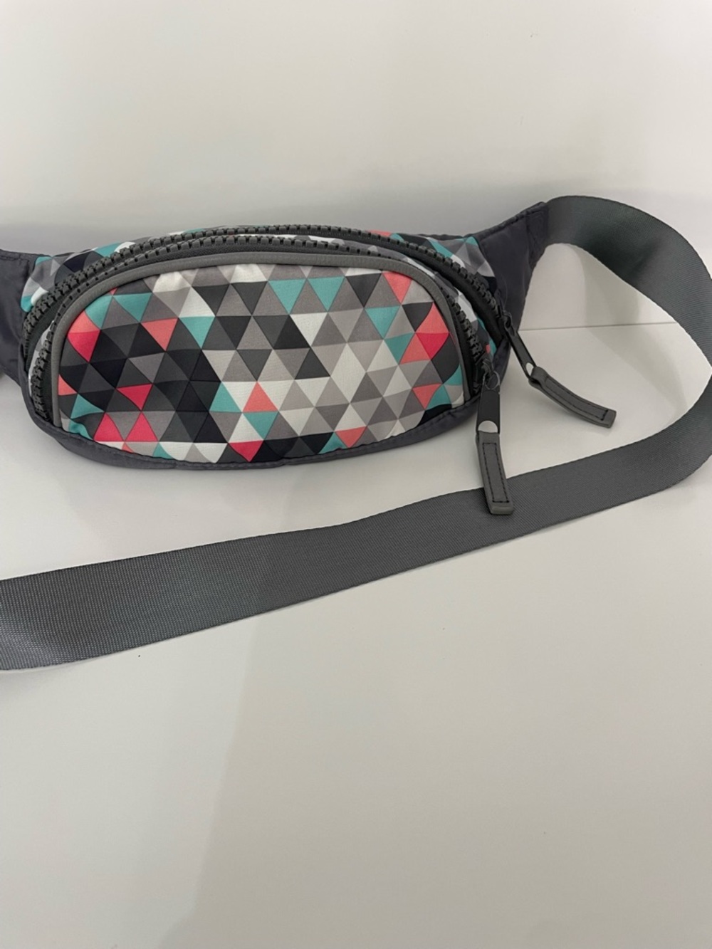 Teal Pink Triangle Crossbody Geometric Travel Fanny Pack Retro Y2K Gorpcore